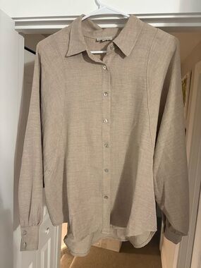 Chenault Beige Long-Sleeve Button-Down Shirt